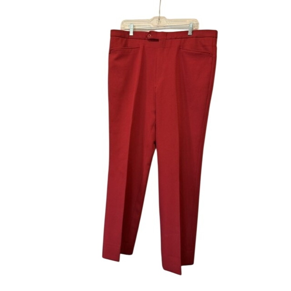 Vintage BIKE Mens Red Golf Pants 70s Retro Straight Leg Trousers 36x31